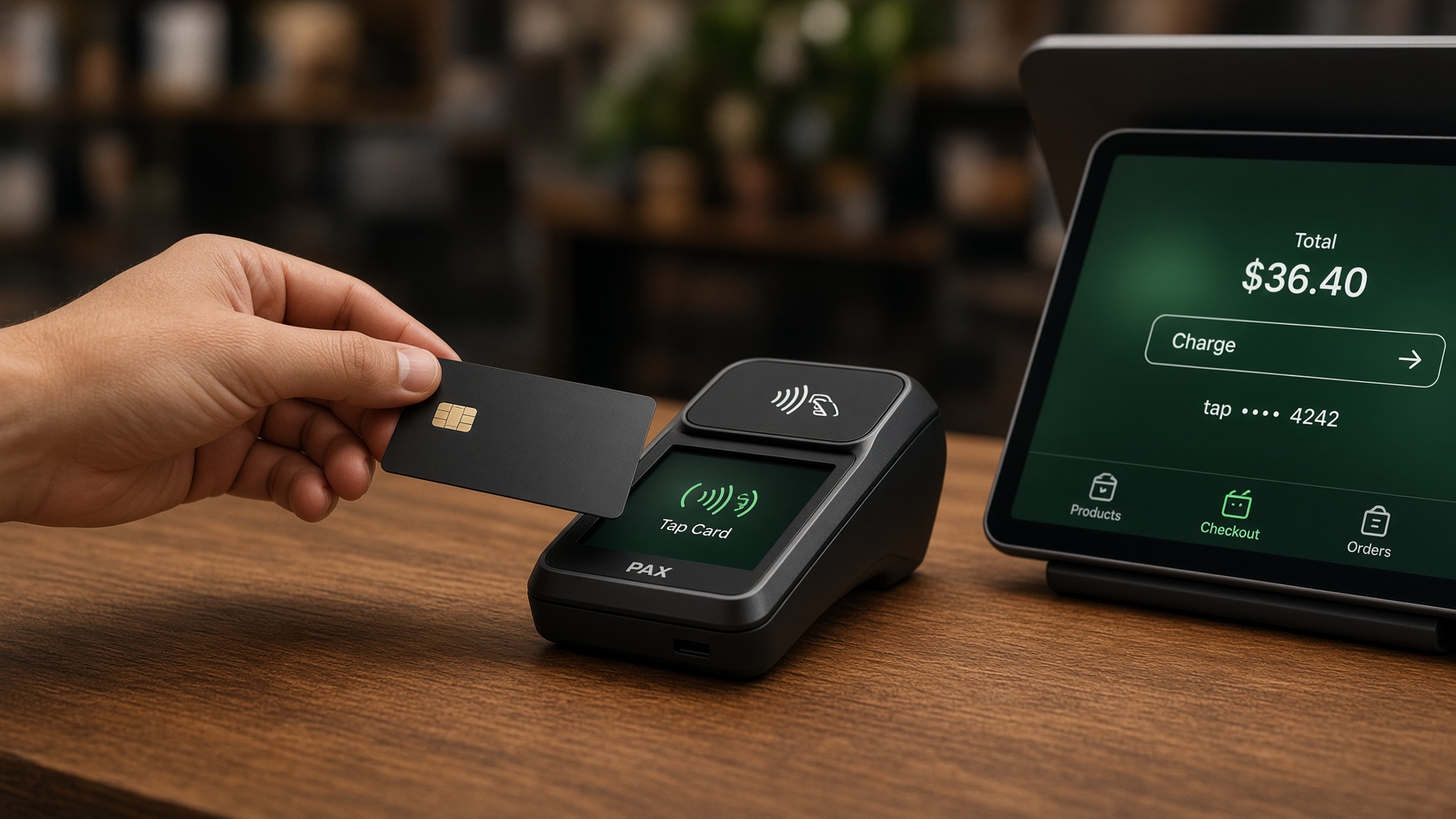 Tapping a card on a chip-and-tap terminal